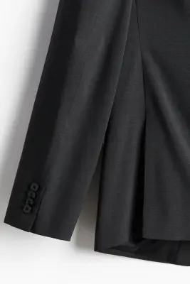 Veste Slim Fit en laine mélangée - Gris foncé — photo 3