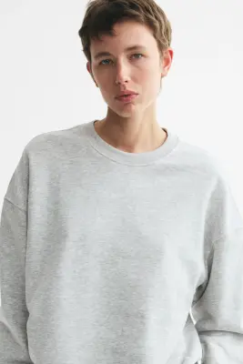 Sweat oversize - Gris clair chiné — photo 3