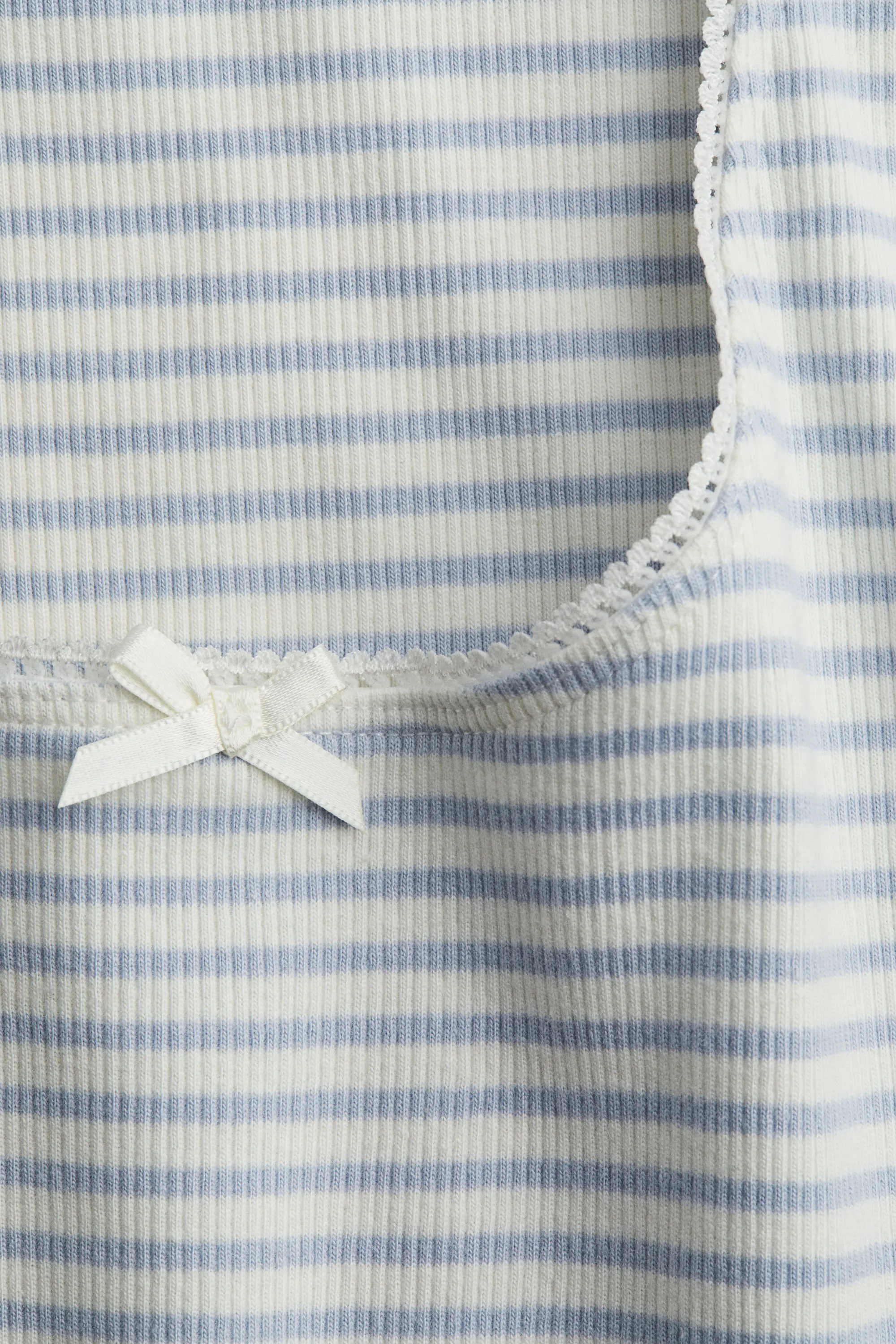 Débardeur en jersey pointelle - Blanc/rayures bleues