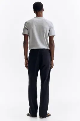 Pantalon Regular Fit en lin mélangé - Noir — photo 3
