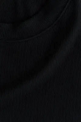 T-shirt côtelé en viscose - Noir — photo 2