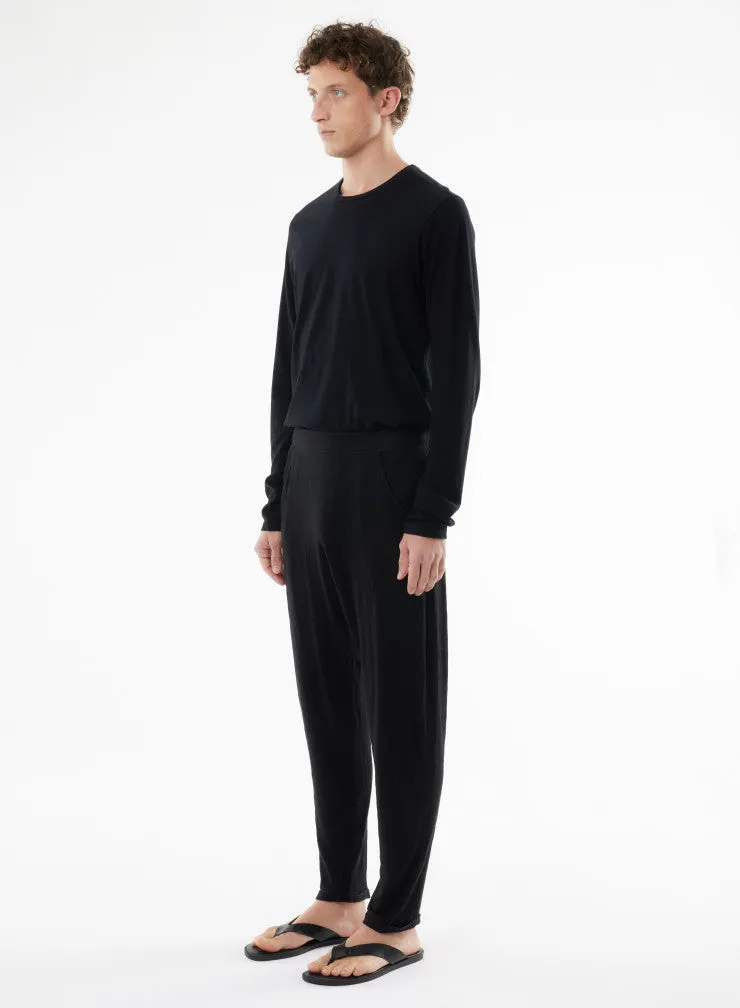Pantalon Noir en Lin / Elasthanne