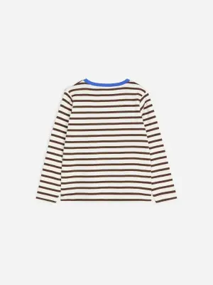 T-shirt à manches longues - Marron/Bleu — photo 1