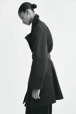 Trench-coat de longueur genou en twill - Marron foncé — photo 2