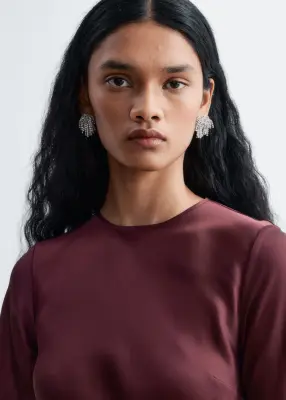 Robe longue à manches courtes - Rouge foncé — photo 2