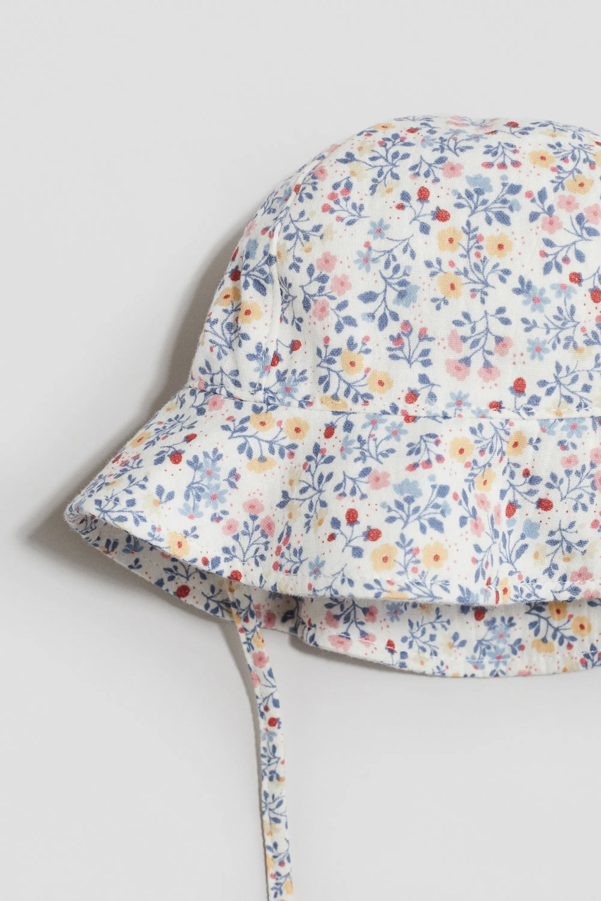 Chapeau de soleil en mousseline de coton - Blanc/fleuri