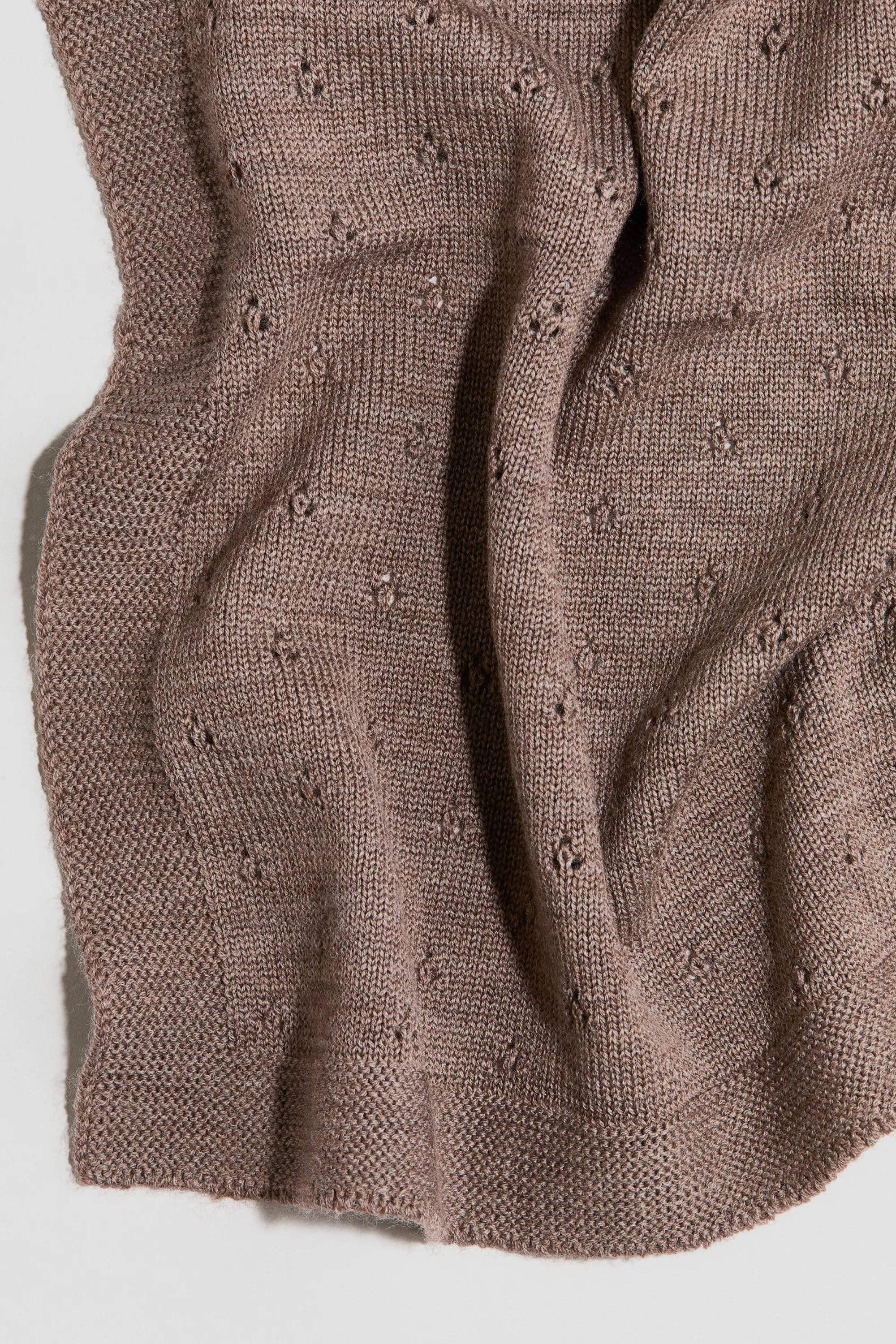 Plaid en maille pointelle de laine - Marron clair