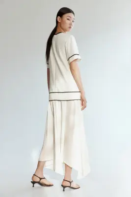 Robe à effet superposé - Crème/noir — photo 4
