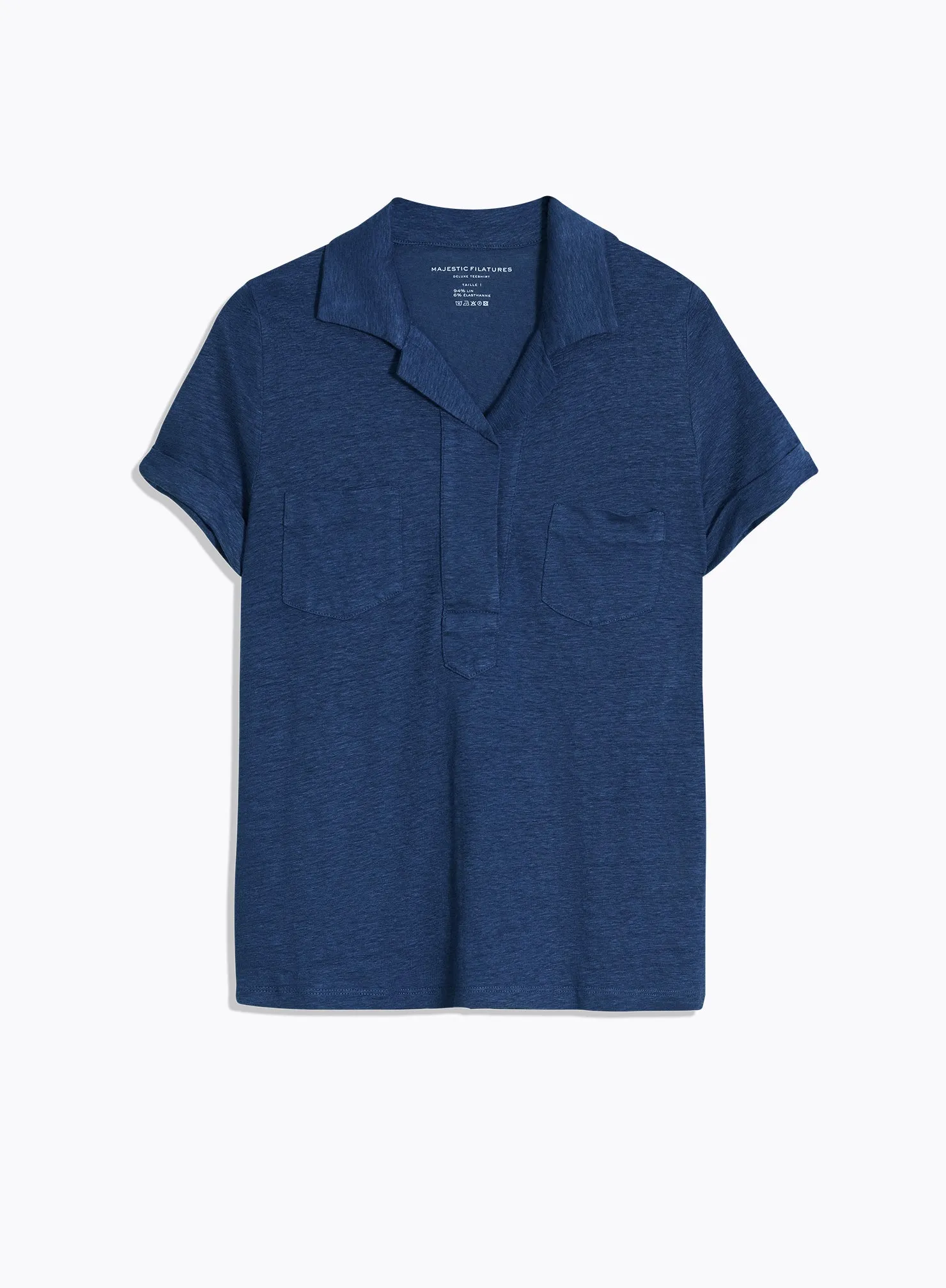 Polo en lin et élasthanne