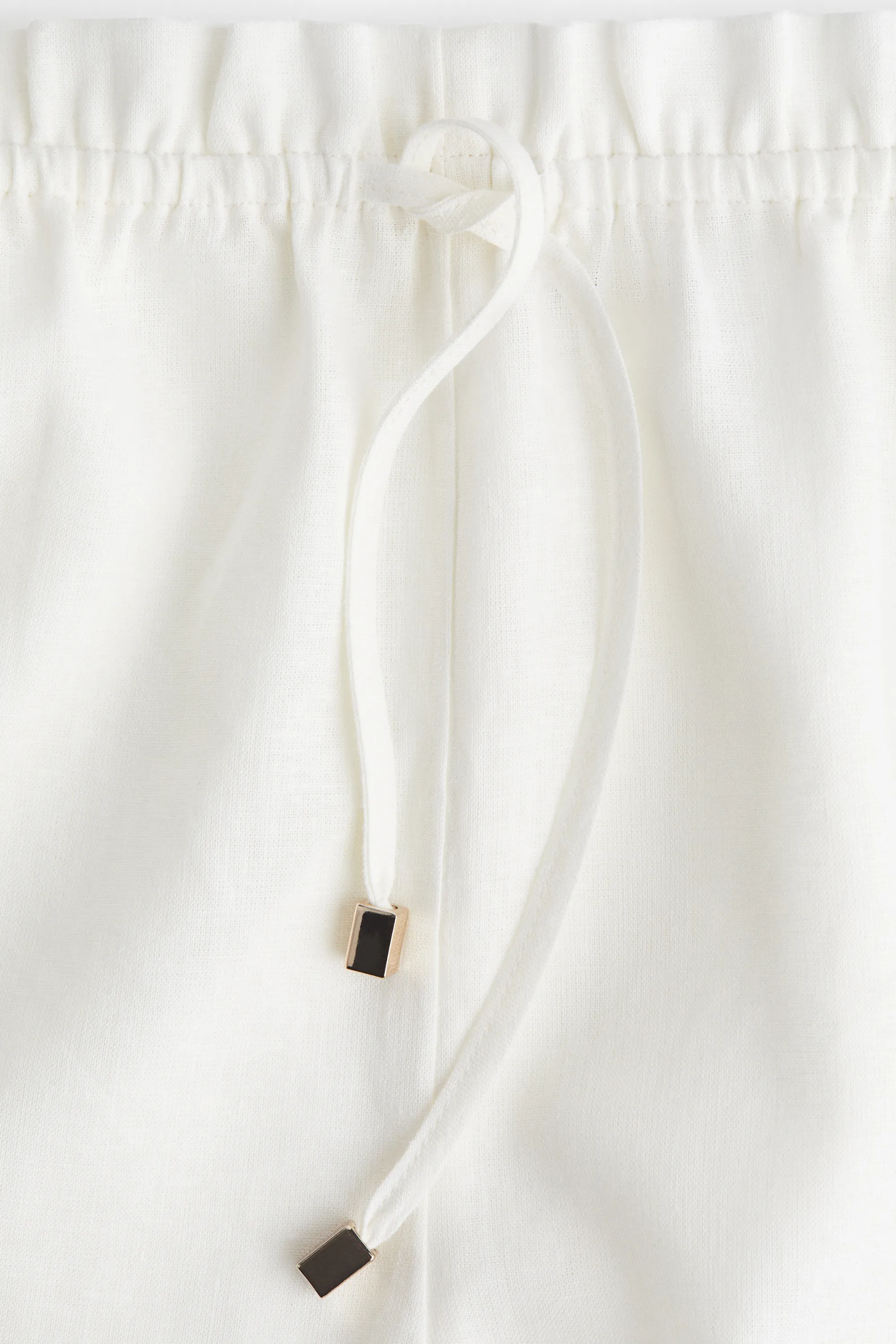 Short en lin mélangé avec cordon de serrage - Blanc