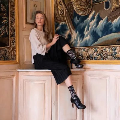 Chaussettes aubussonaises noir — photo 3