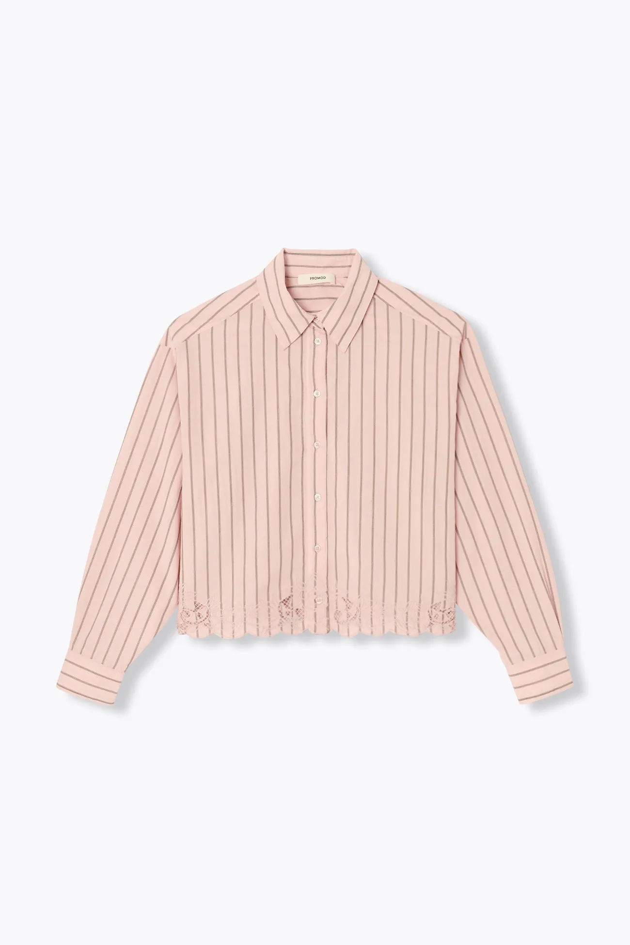 Chemise rayée détail dentelle