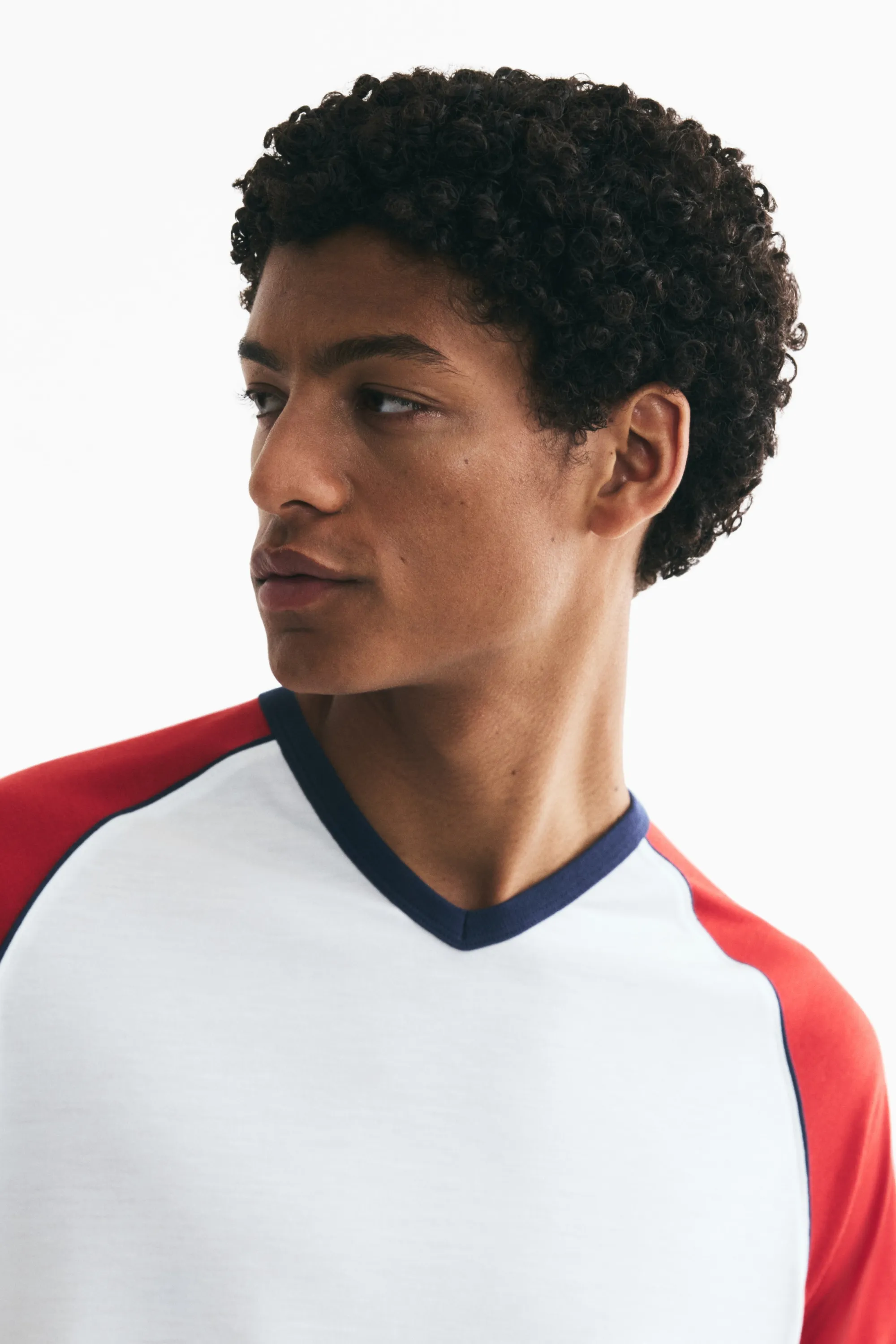 Slim Fit T-shirt - Blanc/color block