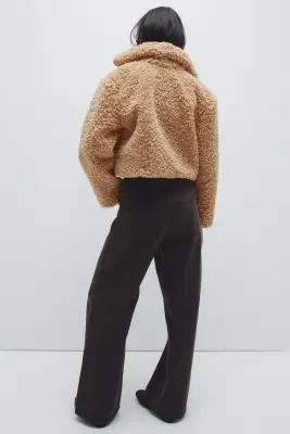 Veste courte en tissu Teddy bear - Beige foncé — photo 3