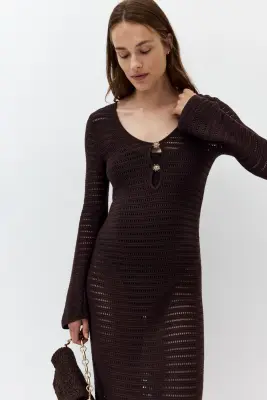 MAMA Robe façon crochet - Marron foncé — photo 2