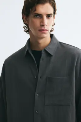 Chemise Relaxed Fit en jersey - Gris foncé — photo 2