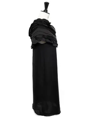 Robe de cocktail asymétrique à volants en soie noire Px boutique 1500€ Taille 36 — photo 2