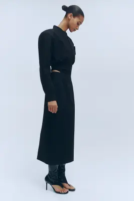 Jupe midi en laine - Noir — photo 2