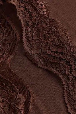 Robe en jersey avec dentelle - Marron foncé — photo 2