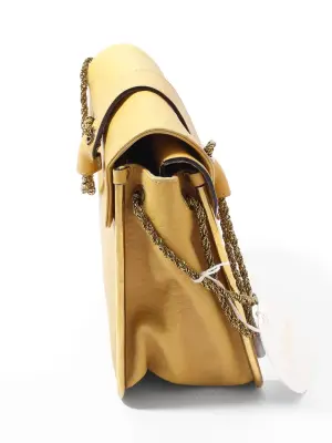 Sac Sally moyen modèle en cuir grainé jaune citron et chaîne dorée NEUF Prix boutique 1710€ — photo 5