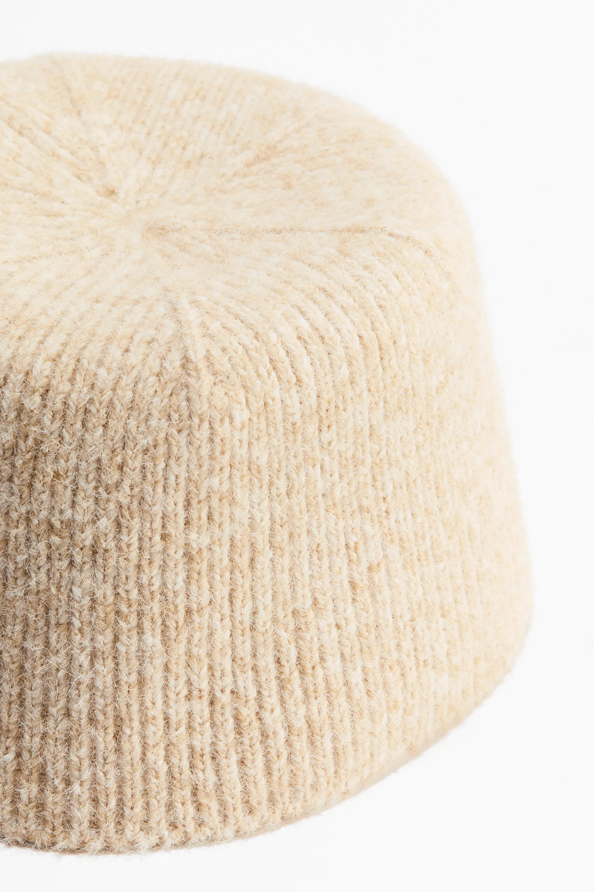 Chapeau façon pillbox en maille côtelée - Beige clair