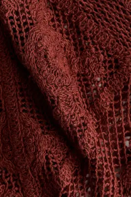 Top façon crochet avec manches volantées - Rouge rouille foncé — photo 4