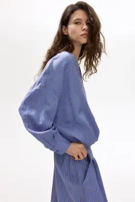 Blouse croisée - Bleu/rayé — photo 2