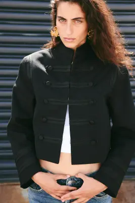 Veste à épaulettes en twill - Noir — photo 3