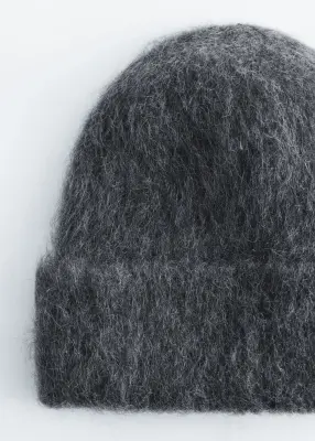 Bonnet brossé en mohair mélangé - Gris chiné foncé — photo 2