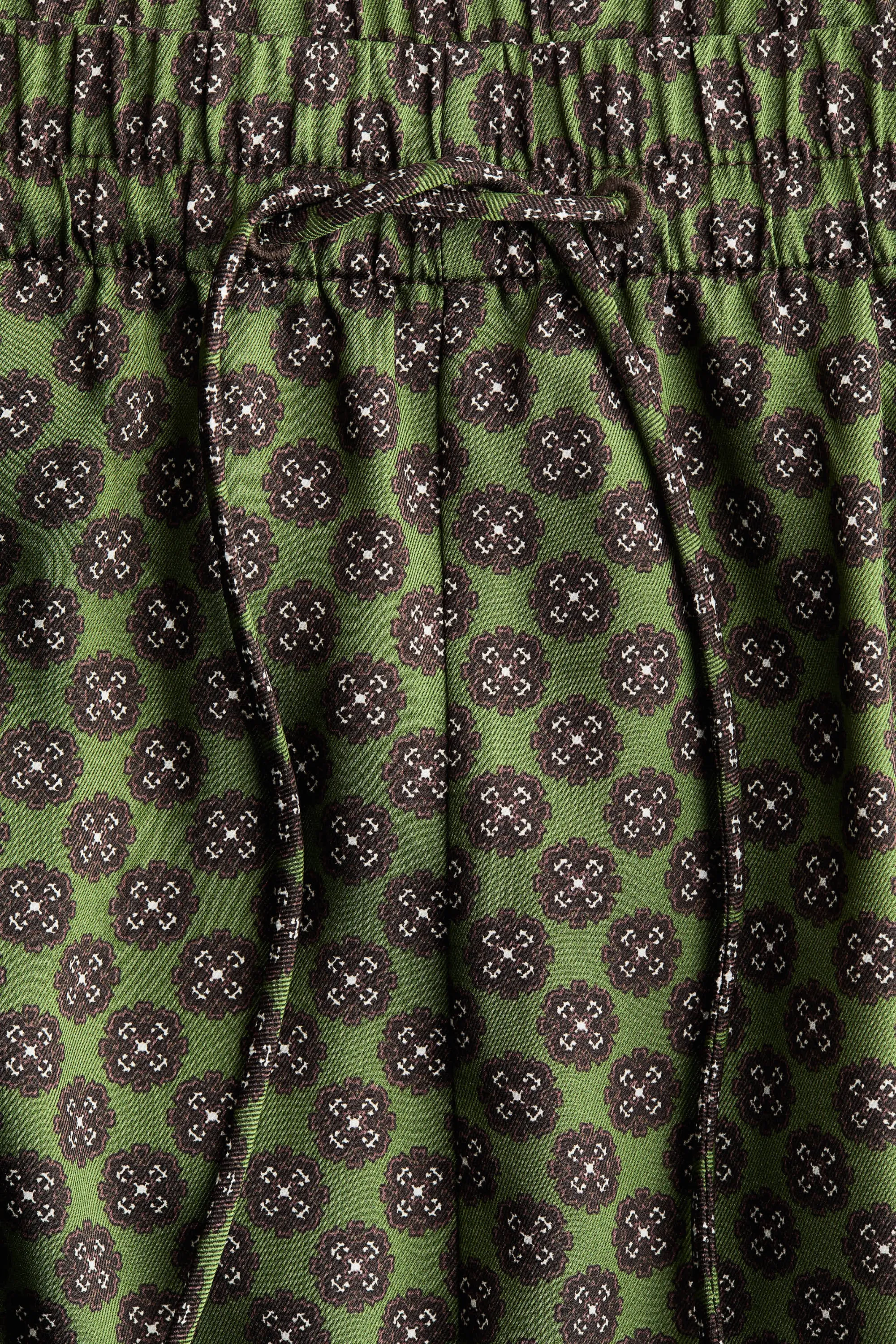 Pantalon droit à cordon - Vert/motif