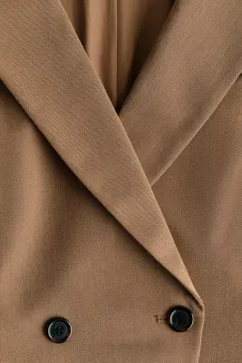 Blazer cintré à fermeture croisée - Beige foncé — photo 5
