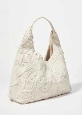Sac cabas en denim à petits motifs appliqués - Couleur crème — photo 3