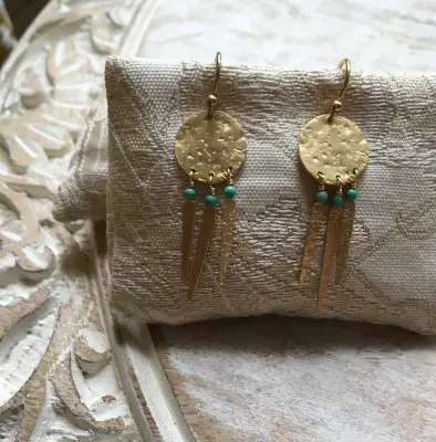 Boucles d'Oreilles India Song Turquoise, Emmanuelle Zysman — photo 3