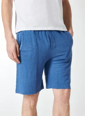 Shorts Bleu en Lin / Elasthanne — photo 2