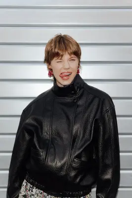 Blouson col montant en simili — photo 2