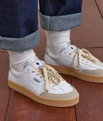 Faguo – Baskets Lumbo Cuir Blanc Argenté — photo 2