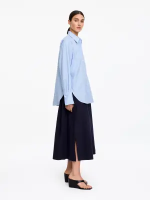 Chemise décontractée en popeline - Bleu/Carreaux — photo 2