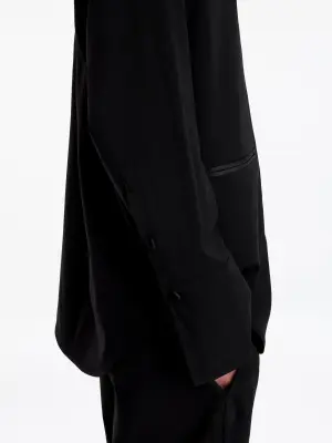Blazer-chemise de smoking avec finitions en satin - Noir — photo 3