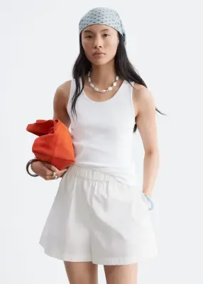 Short taille haute en coton - Blanc — photo 3