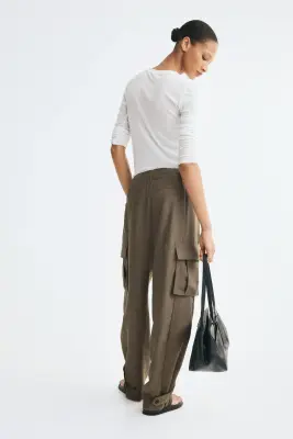 Pantalon barrel cargo - Taupe foncé — photo 2
