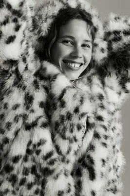 Veste à capuche - Crème/imprimé léopard — photo 2