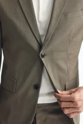 Veste Slim Fit à fermeture droite - Taupe — photo 2