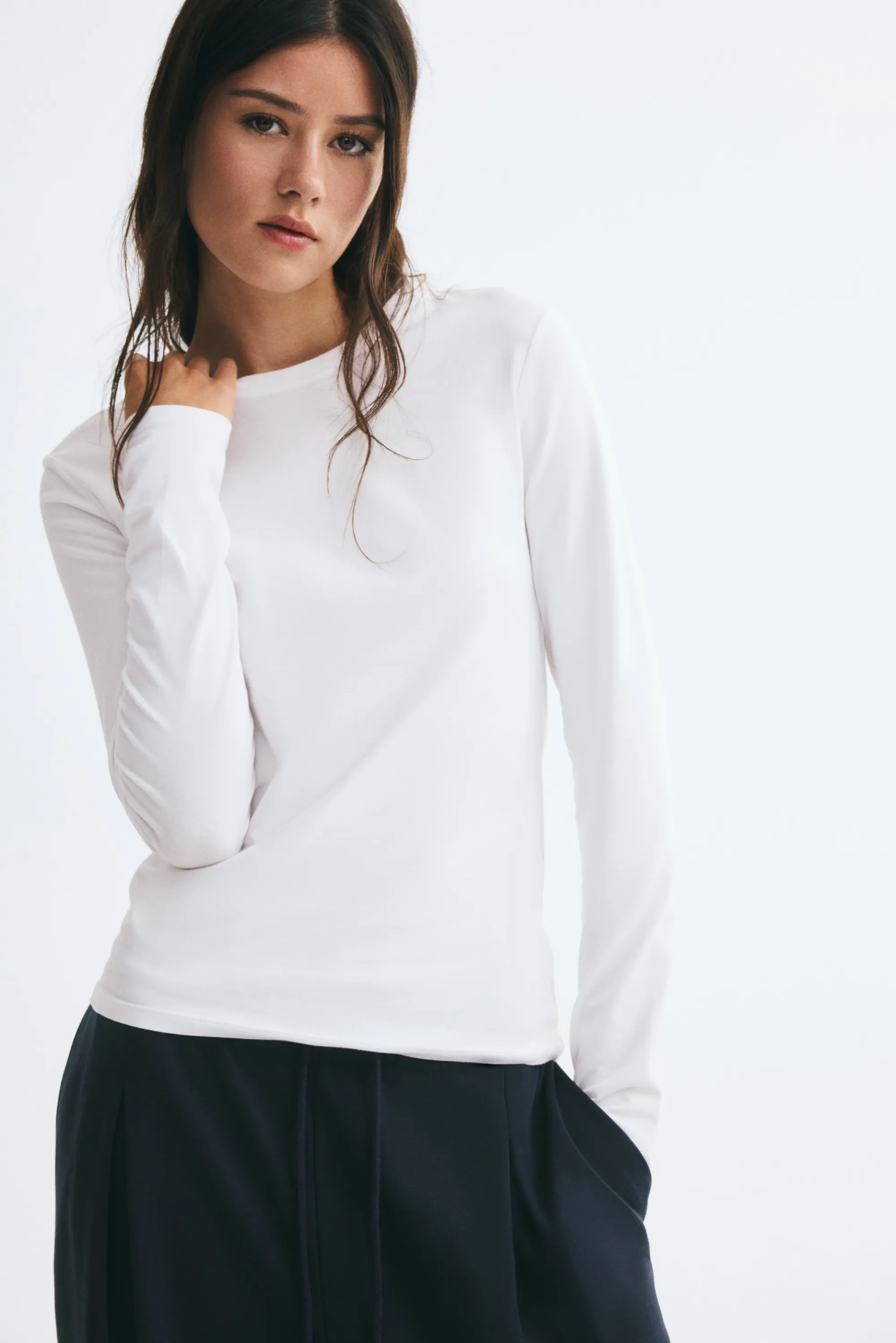 Top ajusté en coton - Blanc