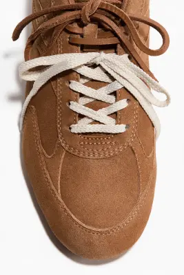 Sneakers en cuir velours - Marron clair — photo 2