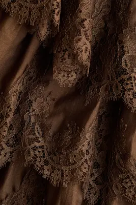 Tiered lace-trimmed dress - Marron — photo 5