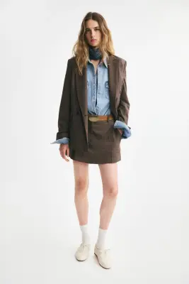 Blazer à fermeture croisée - Taupe/motif pied-de-poule — photo 3
