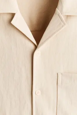 Chemise Relaxed Fit avec col cubain - Beige clair — photo 5
