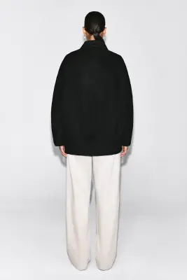 VESTE ZIPPÉE EN MÉLANGE DE LAINE SCULPTÉE - NOIR — photo 4