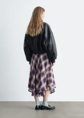 Veste style bomber courte en cuir - Noir — photo 4