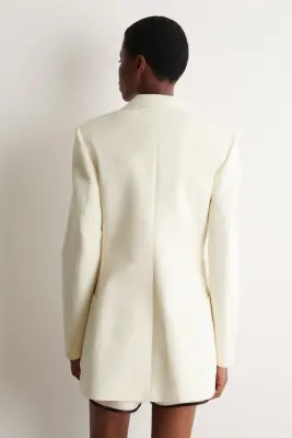 BLAZER À BOUTONNAGE SIMPLE EN BOUCLÉ - BLANC — photo 5